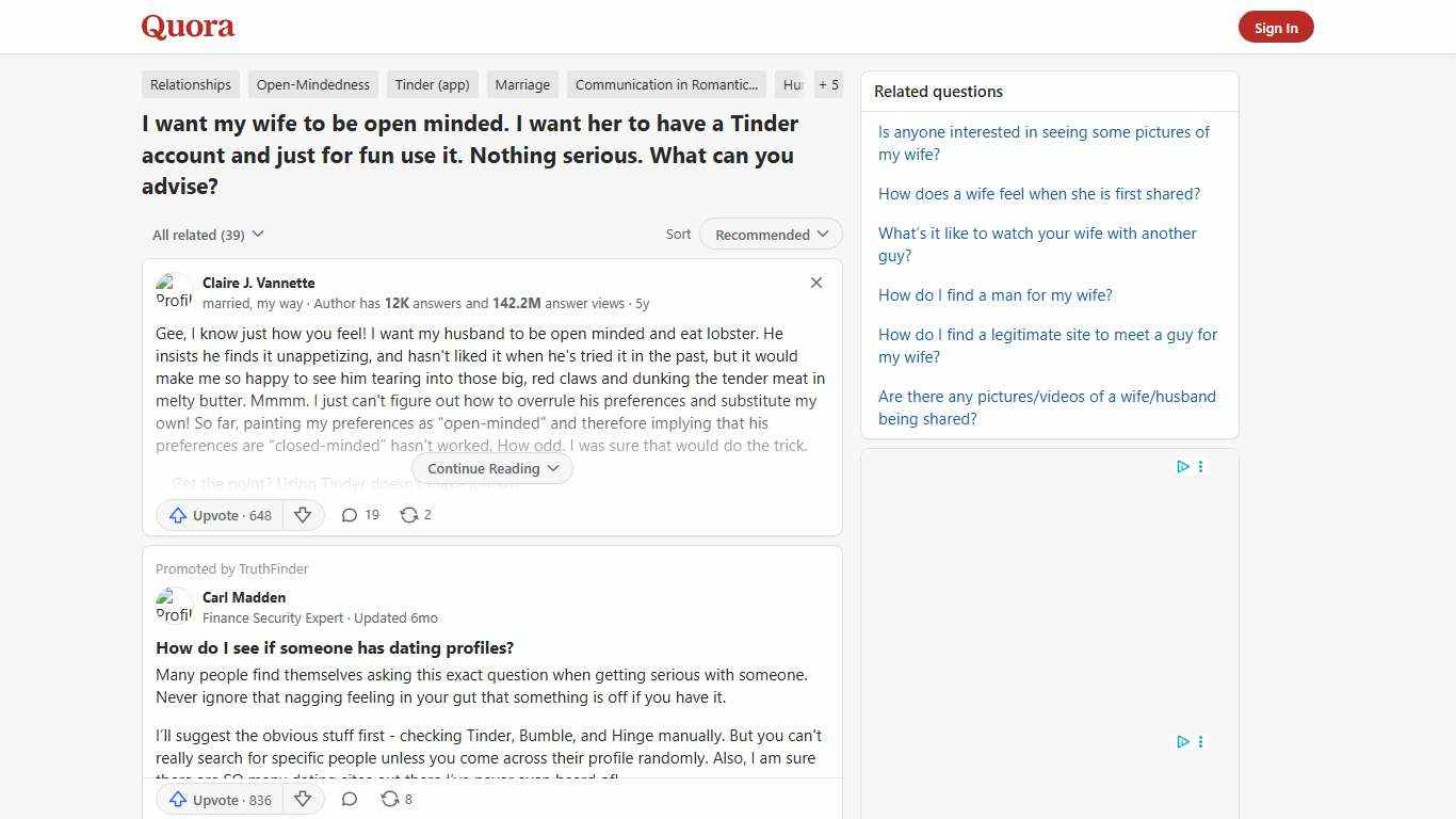 I want my wife to be open minded. I want her to have a Tinder account and just for fun use it. Nothing serious. What can you advise? - Quora